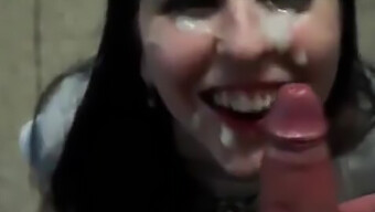 Amateur Slut Takes A Handjob And Gets A Load On Her Face