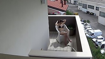 Homemade Video Of A Young Girl Enjoying Herself On The Balcony